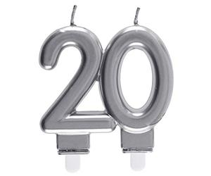 SANTEX 6931-20, Candela delle Età 20 Anni, Argento