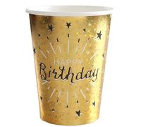 Santex 7214-3, confezione da 10 bicchieri Happy Birthday in metallo dorato