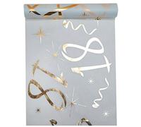 Santex Runner da tavola bianco oro 18 anni 30 cm x 5 m, runner decorativo in tessuto