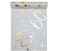 Santex Runner da tavola bianco/oro 60 anni 30 cm x 5 m tessuto decorativo striscione runner da tavolo