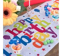 Santex Runner da tavola per feste di compleanno con scritta "Happy Birthday"