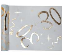 Santex Runner da tavolo, in oro bianco, 30 anni, 30 cm x 5 m, tessuto decorativo, striscione, tovaglia, runner