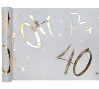 Santex Runner da tavolo, oro bianco, 40 anni, 30 cm x 5 m, tessuto decorativo, striscione, tovaglia, runner