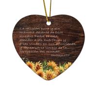 Santiago 1:27 La Religión Pura Y Sin Mancha Delante De Dios Nuestro Padre Es Esta Ornamento in ceramica a forma di cuore per la decorazione dell'albero di Natale Citazioni divertenti Ornamento Natale