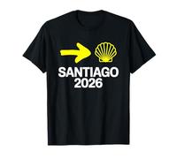 Santiago 2026 Buen Camino Scallop Shell Freccia Gialla Maglietta
