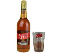 Santiago De Cuba Ron Anejo 1 lt Con Un Bicchiere