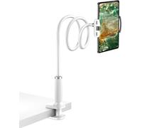 Santiaoniu Supporto per tablet a collo di cigno, supporto per tablet - braccio flessibile regolabile sul letto per iPad/cellulare/iPad Air, iPhone e altri dispositivi da 4,7-11 pollici (bianco)