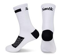 Santic Calzini da ciclismo da uomo e da donna, traspiranti, a compressione, sportivi, per corsa, per bici da corsa, unisex, Bianco-146, Taglia unica