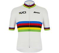 Santini UCI World Champion Eco Maglia Maniche Corte Uomo, Bianco - L, Bianco