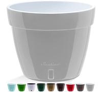 Santino ASTI Vaso da Fiori Autoirrigante con Indicatore del Livello Dell'acqua, Rotondo, per Impianti, Fiori, Erbe (Ø 30 cm, altezza 23 cm, 12 L, Grigio/Bianco)