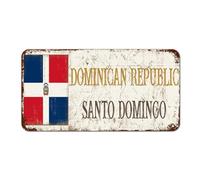 Santo Domingo, Targa in metallo vintage per esterni, per porta d'ingresso, Repubblica Dominicana, decorazione da parete, souvenir di campagna, placca in metallo per cabina, lounge, negozi, 15,5 x 30,5