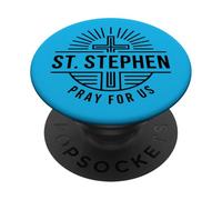 Santo Stefano Prega Per Noi Christian Martyr Line Art PopSockets PopGrip Adesivo
