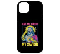 Santo Umorismo Chiedimi del mio Salvatore Fun Mens Christian Faith Custodia per iPhone 14 Plus