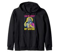 Santo Umorismo Chiedimi del Mio Salvatore Fun Mens Christian Faith Felpa con Cappuccio