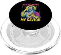 Santo Umorismo Chiedimi del mio Salvatore Fun Mens Christian Faith PopSockets PopGrip per MagSafe