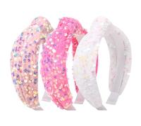 Santoddle 3 fasce per capelli con nodo con paillettes da donna, con nodi scintillanti, antiscivolo, larghi, glitterati, alla moda, fascia per la testa con nodo per le donne