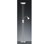 SANTOII LAMPADA DA TERRA LED 19,2W 1800lm - 4,8W 450lm, 3000K COPPA VETRO 2 LUCI ACCIAIO H.180