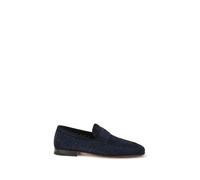 Santoni Blue Calf Leather Bos Taurus Slip-On Loafers - EU45/US12