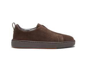 Santoni - Sneaker Slip-On in Suede - - Shoes - Uomo - Marrone - 41 1/2 EU