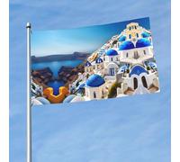 Santorini - Bandiera decorativa per esterni, isola greca, vista sul mare, per tutte le stagioni, per giardino, veranda, patio, feste, matrimoni
