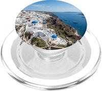 Santorini Cliffside Vista Mare Bianco Villaggio Grafico Scenic PopSockets PopGrip per MagSafe