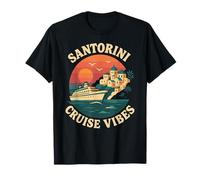 Santorini Cruise Vibes, Grecia Retro Tramonto Estate Vacanza Maglietta