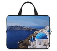 Santorini - Custodia protettiva per computer portatile da 12 pollici, motivo isola greca, vista mare, custodia protettiva per computer portatile o tablet