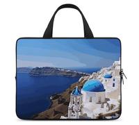 Santorini - Custodia protettiva per computer portatile da 17 pollici, motivo isola greca, vista mare, custodia protettiva per computer portatile o tablet