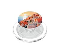 Santorini, Grecia, città greca, tramonto, illustrazione, arte PopSockets PopGrip per MagSafe