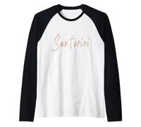 Santorini Grecia Design Elegante Vintage Maglia con Maniche Raglan
