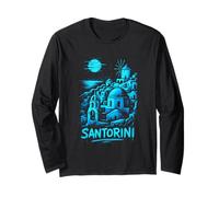 Santorini Grecia Graffiti Landmark Art Maglia a Manica