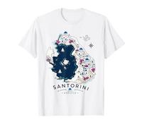 Santorini Grecia Island Map Art Souvenir Maglietta