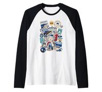 Santorini Grecia Isola Greca Viaggio Isola Greca Souvenir Maglia con Maniche Raglan