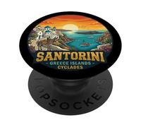 Santorini Grecia Isole Cicladi Vista Tramonto PopSockets PopGrip Adesivo