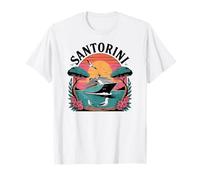 Santorini Grecia, Nave da Crociera d'Epoca, Tramonto e gabbiani Maglietta