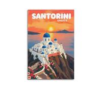 Saṇtoriṇi Grecia, poster vintage su tela, decorazione artistica da parete, stampa fotografica per la casa, decorazione moderna 30 x 45 cm