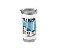 Santorini, iconico edificio greco Blue Dome per gli amanti dei viaggi Bicchiere termico in acciaio inox doppia parete