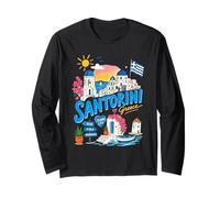 Santorini, Isola Greca, Simpatico Souvenir di Viaggio Greco Maglia a Manica