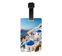Santorini Isola greca vista mare stampa bagagli Tag valigie Identificazione etichette Set di borse da viaggio zaino valigia tag
