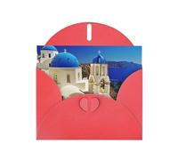 Santorini Isola Greca Vista Mare Stampa Biglietti Con Buste Divertente Amore Fibbia Perla Carta Busta Imballaggio Vacanza Auguri