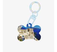 Santorini - Ornamento per cani in acrilico con immagine di isole greche, vista mare, targhetta per animali domestici, portachiavi per le vacanze per gli amanti degli animali domestici, regalo per cani