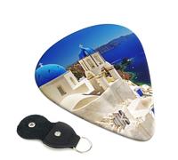 Santorini Plettri per chitarra con stampa dell'isola greca, 6 pezzi, plettro per chitarra elettrica acustica, basso, chitarra acustica, ukulele, sottile, medio spessore, 0,46 mm