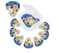 Santorini Plettro per chitarra con stampa con vista sul mare, confezione da 12 pezzi, con custodia per plettro, plettri per chitarra, 0,46 mm, 0,96 mm, 0,71 mm, accessori per chitarra per basso,