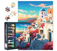 Santorini Puzzle paesaggistico da 1000 pezzi per adulti, idillio greco con stile vintage, puzzle panoramico di alta qualità, 70 x 50 cm