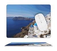 Santorini, tappetino per mouse con vista sul mare, impermeabile e antiscivolo, tappetino per mouse portatile, comodo, per scrivania, casa, ufficio, laptop