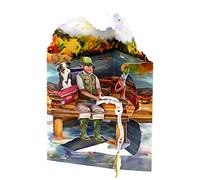 SANTORO Biglietto a Dondolo, Biglietto D'Auguri Pop-Up 3D - Pesca - Per Lui, Per Papà, Compleanno, Festa Del Papà