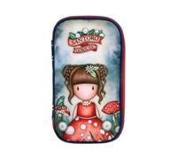 SANTORO Gorjuss Astuccio Completo 3 Scomparti Set Scuola Bambina con Matite, Penne, Gomma e Righello Design Fiabesco in Diverse Fantasie Accessorio Scuola 23x13x7 cm (LITTLE MUSHROOM)