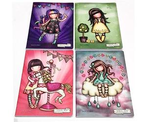 Santoro. QUADERNONE QUADERNO Gorjuss Compatibile London 4 pezzi SCUOLA rigo B + omaggio portachiave con paillettes + omaggio segnalibro