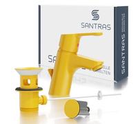 SANTRAS® Rubinetto per lavabo da bagno con tirante in giallo (RAL 1004) - Miscelatore monocomando caldo freddo per un foro lavabo rubinetto made in Germany
