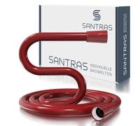 SANTRAS® Tubo doccia in plastica DELUXE 1,50 m con limitatore di portata in rosso - Tubo doccia particolarmente flessibile in acciaio inox MADE IN GERMANIA